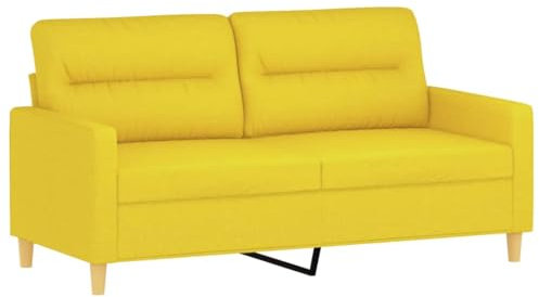 vidaXL Sofa 2-Sitzer, Loungesofa Couch mit Armlehnen Rückenkissen, Wohnzimmersofa Designsofa Metallgestell, Sitzmöbel Zweisitzer, Modern, Hellgelb Stoff