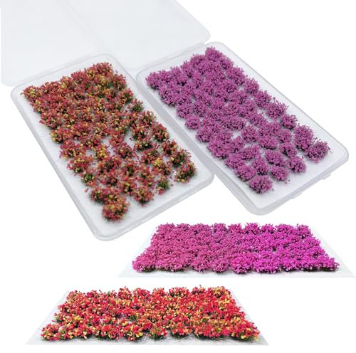 Woohome 106 PCS Modèle Arbres Gazon Lichen pour Feuillage, Rose et Orange Touffe d'herbe Statique Herbe Artificielle Modèle pour Le Chemin de Fer de Paysage de Train