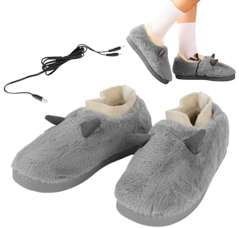 Goowafur Chaussons électriques, Chauffe-Pieds Chauffant électrique en Peluche, Chauffe-Pieds Chauffants, Pantoufles Micro-Ondes, Bottes chauffantes pour la Maison, soulageant la raideur des Pieds