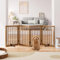 Semiocthome Freestanding Dog Gates and Barriers Indoor Pet Gates for Doorways and Stairs 60cm (H) - 4 Panels Puppy Gate with 2 Metals Stands Adjustable Safety Fence Fit Up to 188cm - Walnut