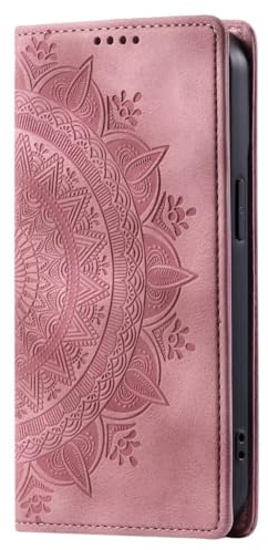 TUUNKMUY Hülle für Sony Xperia 10 II, Lederhülle Sony Xperia 10 II Mandala Handyhülle Stoßfest Book Wallet PU Leder Etui Magnet Kartenfach Schutzhülle Tasche Cover Bumper Handy Hüllen Rosa