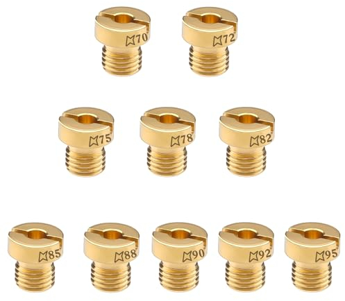 10 Stück Vergaser Düsen M6 Vergaserdüsen Hauptdüsenset Satz Vergaser Düse(70-95)70,72,75,78,82,85,88,90,92,95 Gasdüsen für Gasgrill Roller Motorrad Schaltmoped