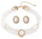 Aleasha White Pearl Jewellery Set Earrings Gold Pearl Choker Multi Layerd Strand 3 Row Faux Necklace Women Wedding Bridal