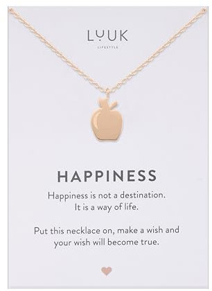 LUUK LIFESTYLE Kette mit Apfel Anhänger, Schmuckgeschenk, filigrane Damen Halskette aus robustem Edelstahl, wasserfest & langlebig, roségold