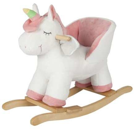 Unicorno a Dondolo Bianco, Morbido Peluche Cavalcabile per i Bambini Più Piccoli