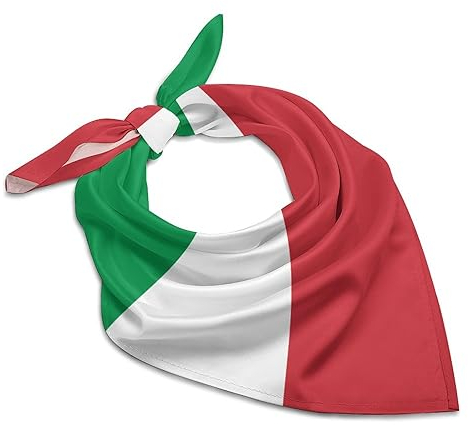 Leichter quadratischer Haarschal, Bandanas mit italienischer Flagge, für Damen und Herren, Italien-Flagge, 46 x 46cm