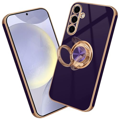 Nuxiady Custodia per Samsung Galaxy A55 5G Antigraffio Antiurto Case 360° Ring Kickstand Magnetica Anello Supporto Bumper Cover per Galaxy A55, Viola scuro