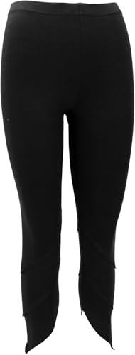 GURU SHOP Yoga Pixi Leggings mit Overlock, Bio-Baumwolle Leggings - Schwarz, Damen, Size:M