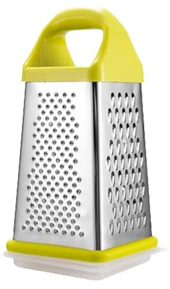 Vbnuyhim Rallador de 4 lados, rallador de caja - Rallador de 4 lados de acero inoxidable con caja de almacenamiento | Trituradora de verduras de cocina para queso, zanahoria, verdura, jengibre, patata
