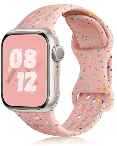 MaEiol Silicone Cinturino per Apple Watch 41mm 40mm 38mm /Series 10 42mm, Bracciale Morbido Sportivo Traspirante Donne Uomini Cinturino per Apple Watch SE/Series 10 9 8 7 6 5 4 3 2 1, Rosa