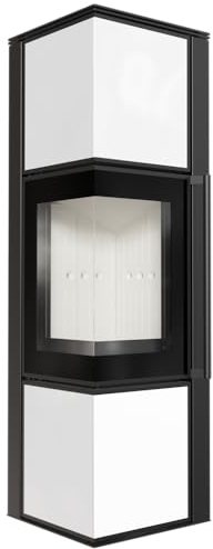 KRATKI Kaminofen aus Stahl TORA/M 8 kW Ø 150 Weißes Glaspaneel mit Türfeder