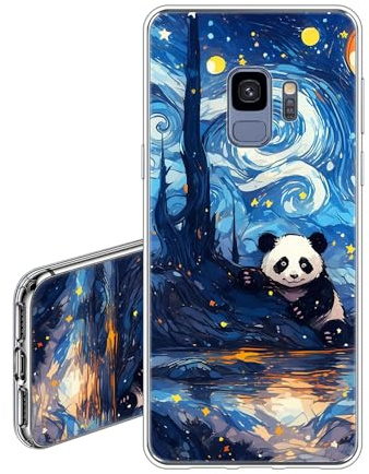 JEZSTHAI Hülle Kompatibel mit Samsung Galaxy S9,Ultra Dünn Durchsichtige Handyhülle,Weiche Fallschutz Stoßfeste Kratzfeste Silikon TPU Schutzhülle mit Aesthetic Muster Panda