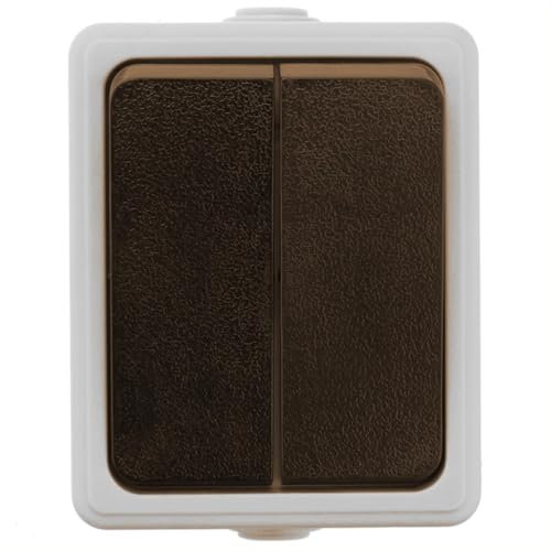 Doble interruptor estanco: ideal para exteriores y ambientes húmedos. Su diseño robusto y sellado garantiza durabilidad y seguridad. Perfecto para controlar la luz en cualquier espacio.