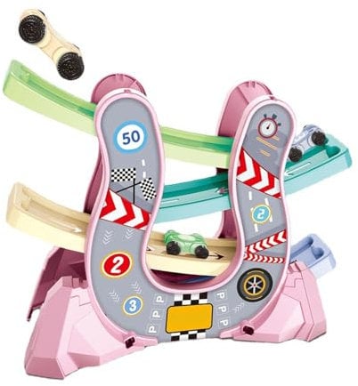Race Car Ramp Toy Educational Multifunctional Race Car Track Ramp Toy for Toddlers Baby Developmental for Home (Pink)