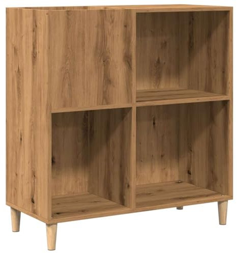 vidaXL Record Cabinet - Artisan Oak Sideboard for LP Storage - Modern Engineered Wood Vinyl Display/Storage Unit for Living Room/Bedroom/Office, Compact 84.5x38x89cm, Multi-Functional Furniture