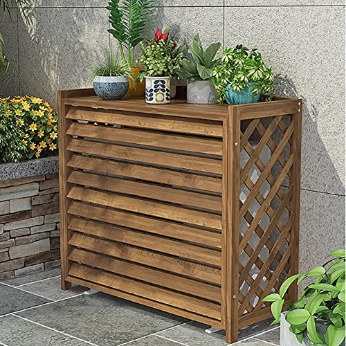 DMMFTERL Air Condition Cover,Wood Air Conditioner Cover For Outside Units,Ac Cover For Outside Unit,Split Air Conditioner Covers,Louvered Air Conditioning Rack Flower Stand,Pool Equipment B