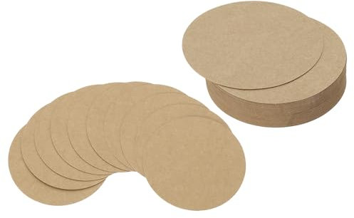 PATIKIL 4inch Cercle Carton, 50Pcs Forme Ronde Découpages Papier Épais Carton Sous-Verre Pour Projets DIY Décoration Salle De Classe, Couleur Kraft