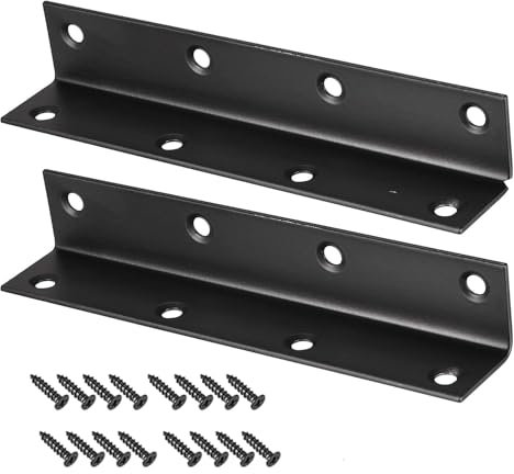 Mindwissup 2 Stück L Form Winkelverbinder, 140x25x25mm Schwarz 90 Grad Möbelverbinder Winkel Edelstahl, Metallwinkel Eckverbinder mit Schrauben für Befestigen Reparieren Möbeln