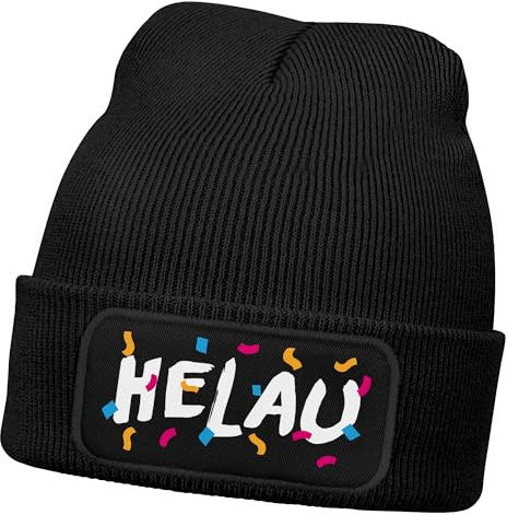 MoonWorks® Damen Beanie Patch Strickmütze Spruch Karneval Fasching Aufdruck Lustig Damenmütze