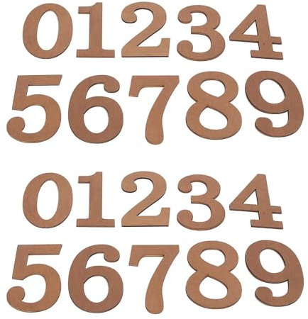 20 Stück Hölzerne Nummern, 7,4 x 4,7 cm Unbearbeitete DIY Zahlen Holz 0 bis 9, Holz Arabische Zahlen für Brieftafeln, Wanddekorationen, Uhr DIY Dekoration