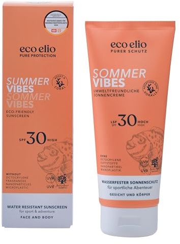 Eco Elio, nachhaltiger Sonnenschutz, LSF 30, 200 ml, Sonnencreme Fresh Strand, wasserfest, ohne Octocrile und Mikroplastik, Gesichtssonnencreme 30