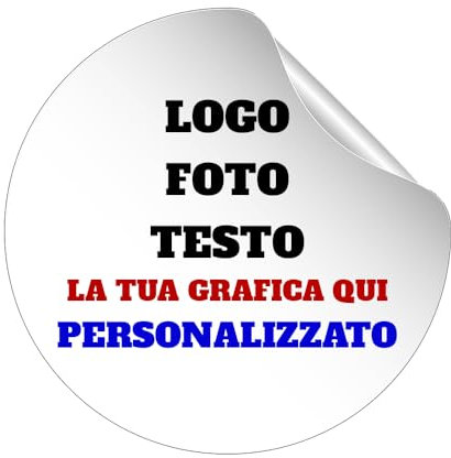 100 Adesivi Personalizzati Etichette con immagine, logo aziendale, foto, testo Personalizzato (Cerchio, 5 cm)