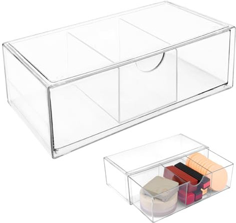 Tikplus Stapelbar Kosmetik Schublade, Acrylbox Transparent Drawer Skincare, Kosmetik Organizer, Acryl Make up Organizer für Waschtisch, Schminktisch