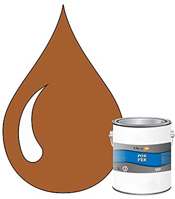 POK Peinture fer antirouille - Laque extérieure Semi-Brillante FER - 1L - RAL 8023 Brun orangé