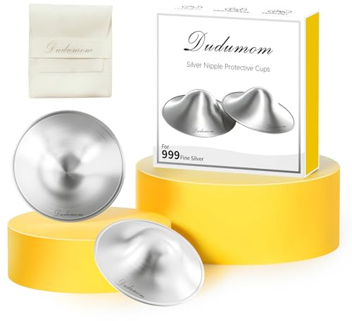 Silver Nursing Cups Nipple Shields for Breastfeeding Newborn - Original Metal Nipple Cover for Breastfeeding Essential - 999 Silver X-Large
