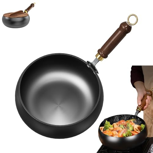 desouwell eisenpfanne,biennll eisenpfanne,eisenpfanne ohne beschichtung,Japanische Eisenpfanne Mit Holzdeckel,eisenpfanne Ohne Beschichtung,japanische Handgeschmiedete Antihaftbeschichtete Eisen -28cm