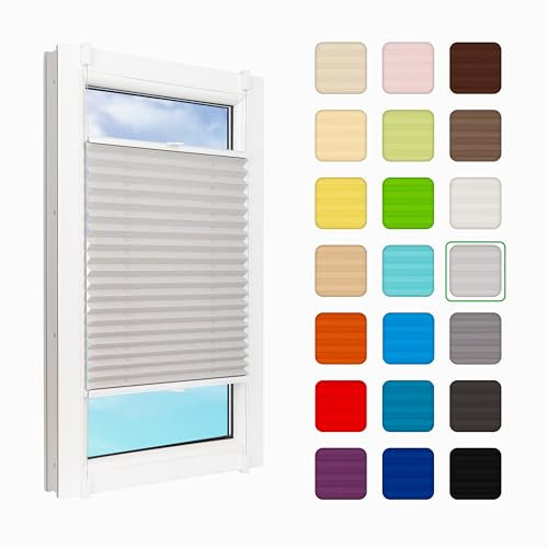 MakoStyl Fenster Plissee Innen ohne Bohren - B 50 H 110 cm Klemmfix Hellgrau Plisee - 100 g/m2 Plissees Faltrollos - 50% Verdunkelung Blissett Rollo - Blickdicht Klemmplisseeses