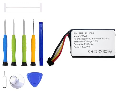ERYNK VFAD Neue Ersatz Akku Kompatibel mit Tomtom Go 6200, Go 6100, Go 6000, Go 5000, Go 600, Go 500 Navigation Device with Werkzeugsatz
