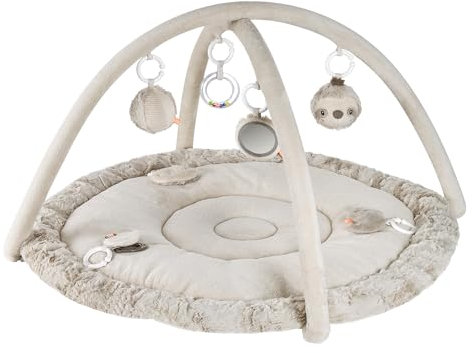 Fehn 3-D-Activity-Decke Faultier – Spielbogen mit 5 abnehmbaren Spielzeugen für Babys – Spiel & Spaß im Liegen, Sitzen & beim Krabbeln, für Babys und Kleinkinder ab 0+ Monaten