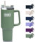 40oz Stainless Steel Vacuum Insulated Tumbler Car Water Bottle with Straw and Lid & Handle, SUS304 Travel Coffee Mug for Hot/Cold Coffee, Tea Water Bottle Cup Gifts for Women Men (Green)