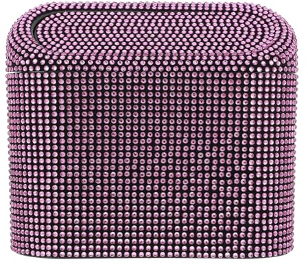 Simply Auto Shining Rhinestones Car Trash Bin, Bling Crystal Diamond Sparkly Glitter, Pop-Up Lid Design, Pink, Compact Cup Holder Size, Multi-Use Storage Container for Vehicle Interior