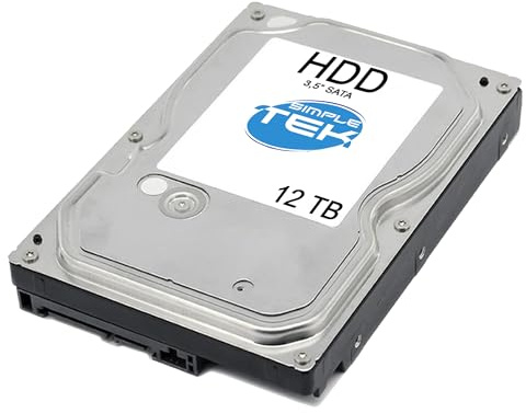 SIMPLETEK - Internal Hard Drive 12TB Pro - 3.5 SATA III 6Gb/s - Specific for AI Video Surveillance, DVR and NAS - High Reliability 24/7 - Enterprise Class