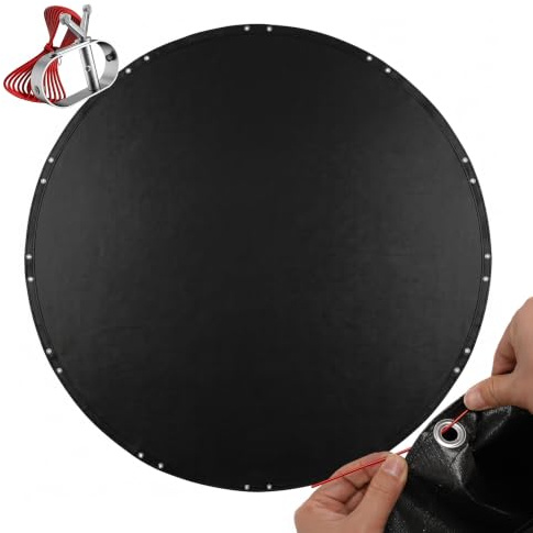 Relaxdays Cubierta de Piscina Redonda Ø560 cm, Verano/Invierno, Negra | con ojales y cable tensor, resistente a UV, PE