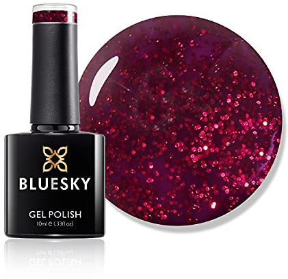 Bluesky Gel Nail Polish, Ruby Ritz 80545, Dark, Glitter, Garnet, Red, Long Lasting, Chip Resistant, 10 ml (Requires Drying Under UV LED Lamp)