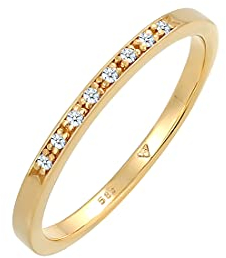 Elli DIAMONDS Ring Women Band Ring Engagement with Diamond (0.04 ct.) in 585 Yellow Gold