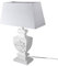 DRULINE Vintage Tischlampe im Landhausstil, Shabby Chic Nachttischleuchte mit weißem Holzfuß und Lampenschirm, 1 x E27, Maße 37 x 53 x 17 cm – Ideal für Nostalgie- und Dekorliebhaber