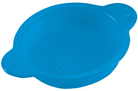 Hape Kleines Sieb, Blau - Kinder Sandsieb und Wassersieb für Sandkasten Strand und Garten, robustes Outdoor Sandspielzeug, geeignet ab 18 Monaten