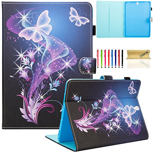 Galaxy Tab S3 9.7 Hülle, Dteck(TM) Dünne PU Leder Schutzhülle mit Auto Schlaf/Wach Funktion Kartenhalter Smart Cover für Samsung Galaxy Tab S3 Tablette 9.7 Zoll SM-T820/825, Lila Schmetterling