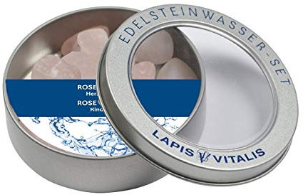 Lapis Vitalis Wassersteine Rosenquarz 100 g - Liebe und Zuneigung - Edelsteine in einer hochwertigen Metall-Geschenkdose - Ausgewählte Rohsteine zur Herstellung von Edelsteinwasser