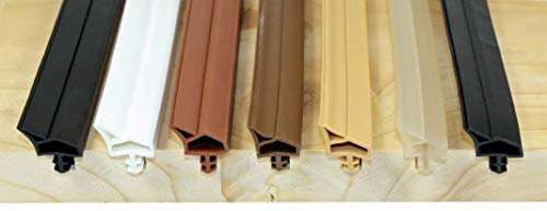 SN-TEC Zimmertürdichtung/Türdichtung/Türgummi SNTD 3005 für 4mm Nut mit verstärkter Anschlag Nase (50 Meter) Farbauswahl: Schwarz/Weiß/Braun/Dunkelbraun/Beige/Transparent (Weiß)