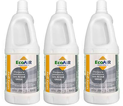 ALTIGASI 3 Stück – Flasche mit 2 Litern Sanity Grey – Flüssigkeit für Wassertank in Grau Camper – ELIMINA Gerüche von LAVANDINI und DOCCE – großer Duft