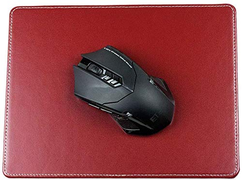 DELMON VARONE - Tappetino per mouse personalizzato in pelle Cambridge Top Grain rosso, in vera pelle con retro antiscivolo in tessuto non tessuto, elegante tappetino per mouse per ufficio e gaming