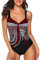 heekpek Costumi Interi Donna Vintage Brasiliana Imbottito con Stampa Tribale Costume da Bagno Intero Piscina Vita Alta Donna Bikini Set Push Up Monokini Mare Piscina Multicolore, Vino Rojo, L