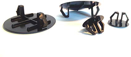 4 Abdeckkappen, Kunststoff, schwarz, mit Feder, wieder lösbar, für Bohrungen