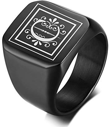 VNOX Männer Monogramm Name Ring Siegelring College Ring Initialen Ring Männer Initial Band Mens Kreis Brief Ring,Geschenk für ihn