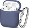 Maledan Compatible with Airpods Case 2 & 1, Silicone Shockproof Protective Case for Airpod Skin Cover, Waterproof [Front LED Visible] Support Wireless Charging with Carabiner, BlueGray